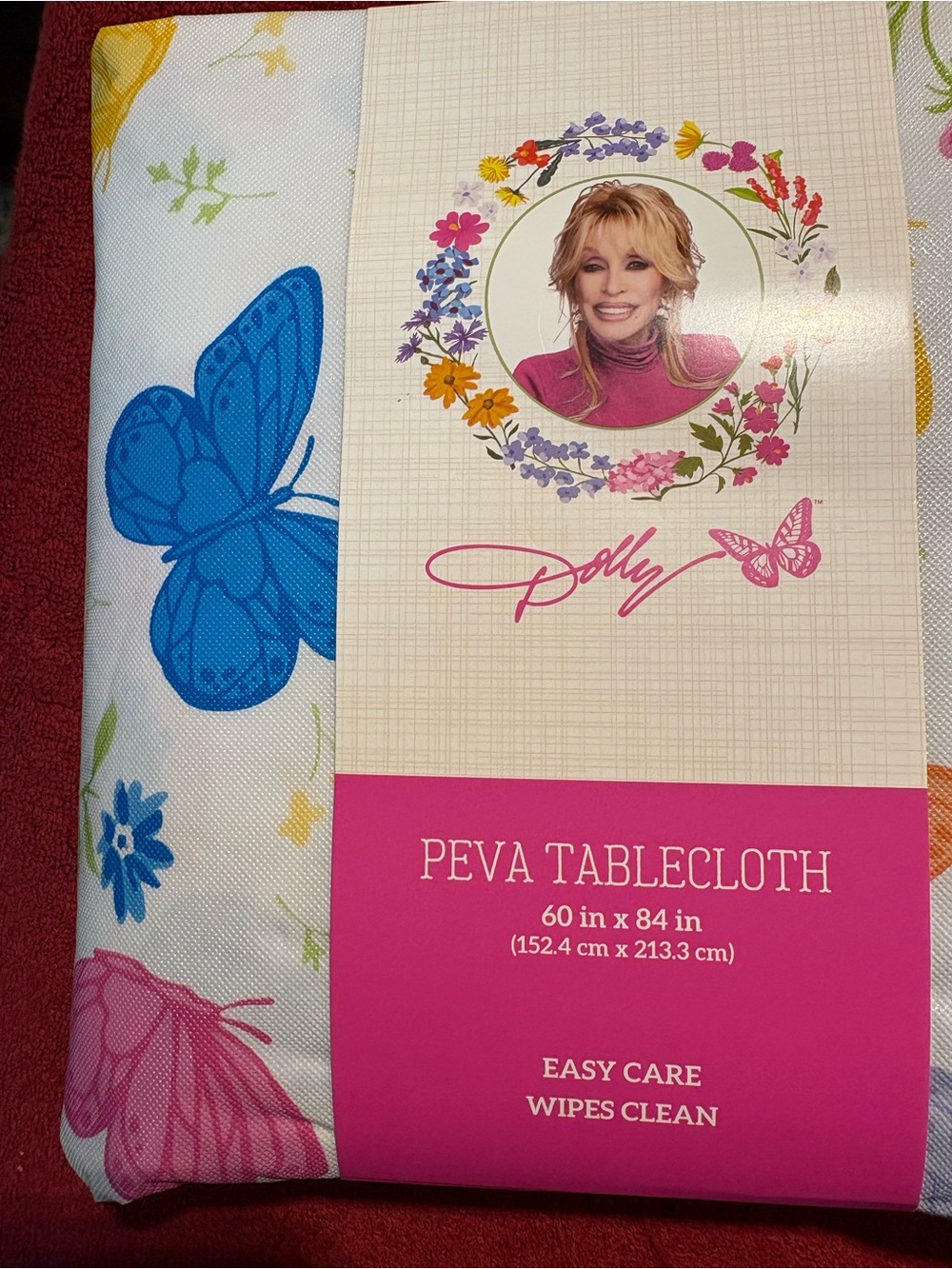 Dolly PEVA Butterfly Tablecloth in Blue and Pink - Picture 2 of 2